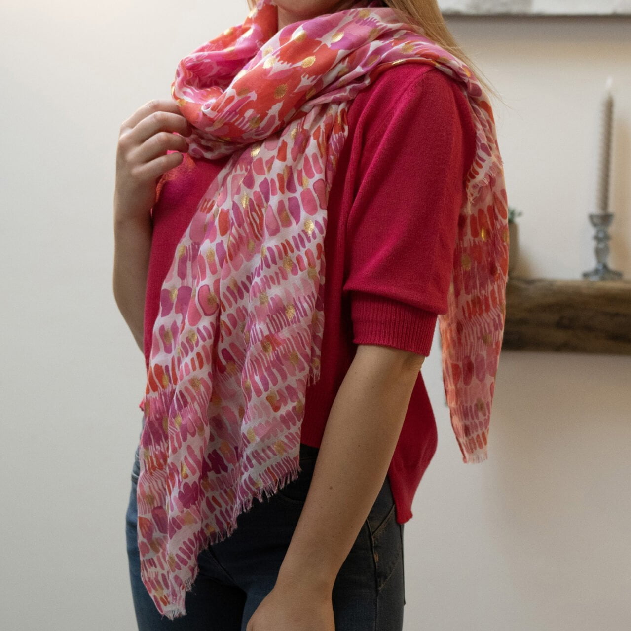 Block Print Scarf with metallic detail