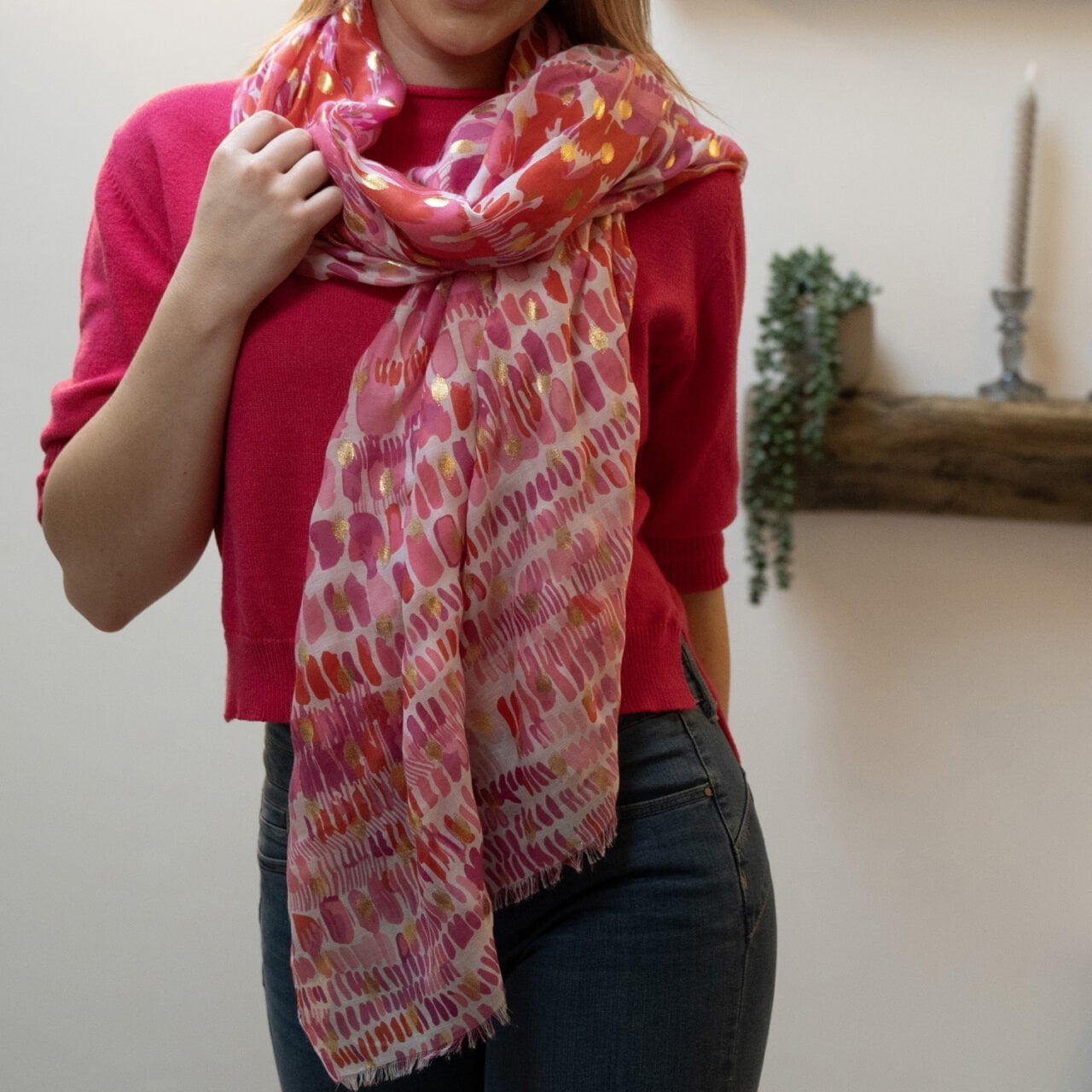 Block Print Scarf with metallic detail