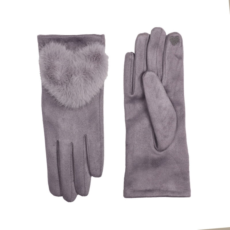 Gloves with Faux Fur Heart