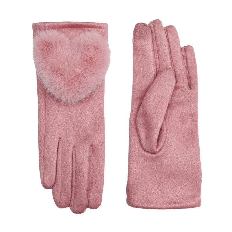 Gloves with Faux Fur Heart