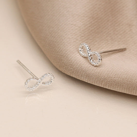 Infinity rope texture stud earrings in sterling silver
