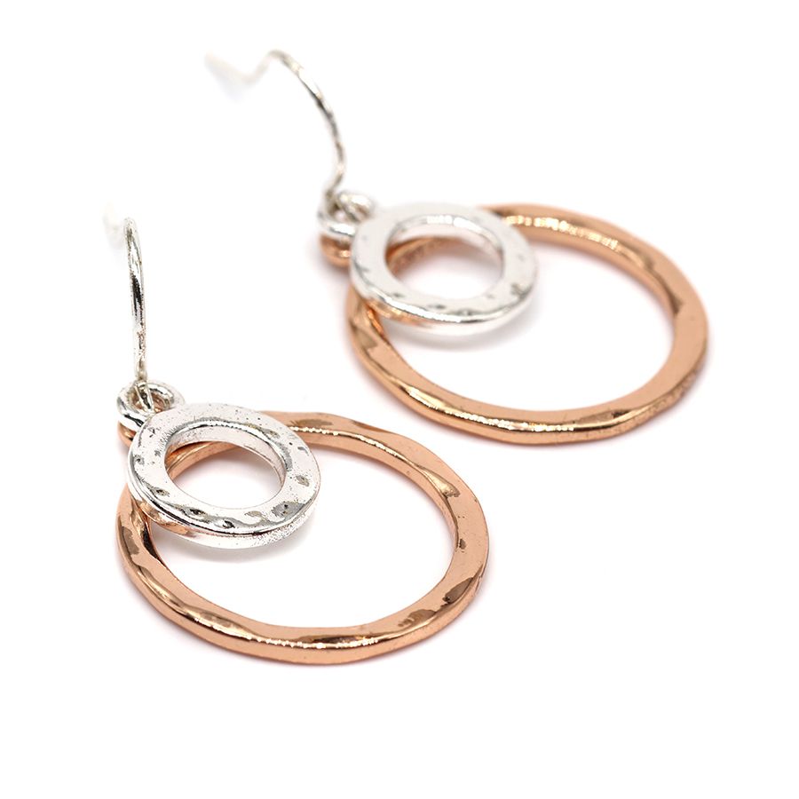 Rose Gold And Silver Plated Rings Drop Earrings