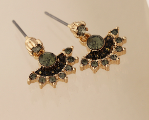 Golden, Black and Grey Fan Drop Earrings