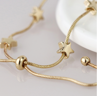 Golden Snake Chain and Stars adjustable bracelet
