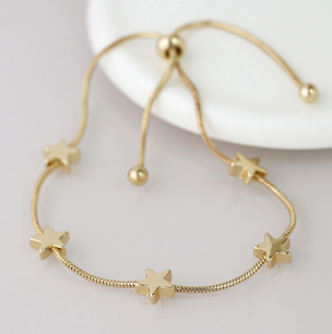 Golden Snake Chain and Stars adjustable bracelet