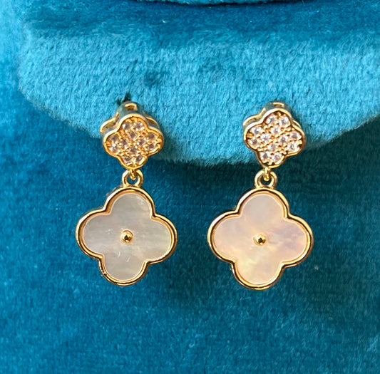 Double Clover Drop Earrings